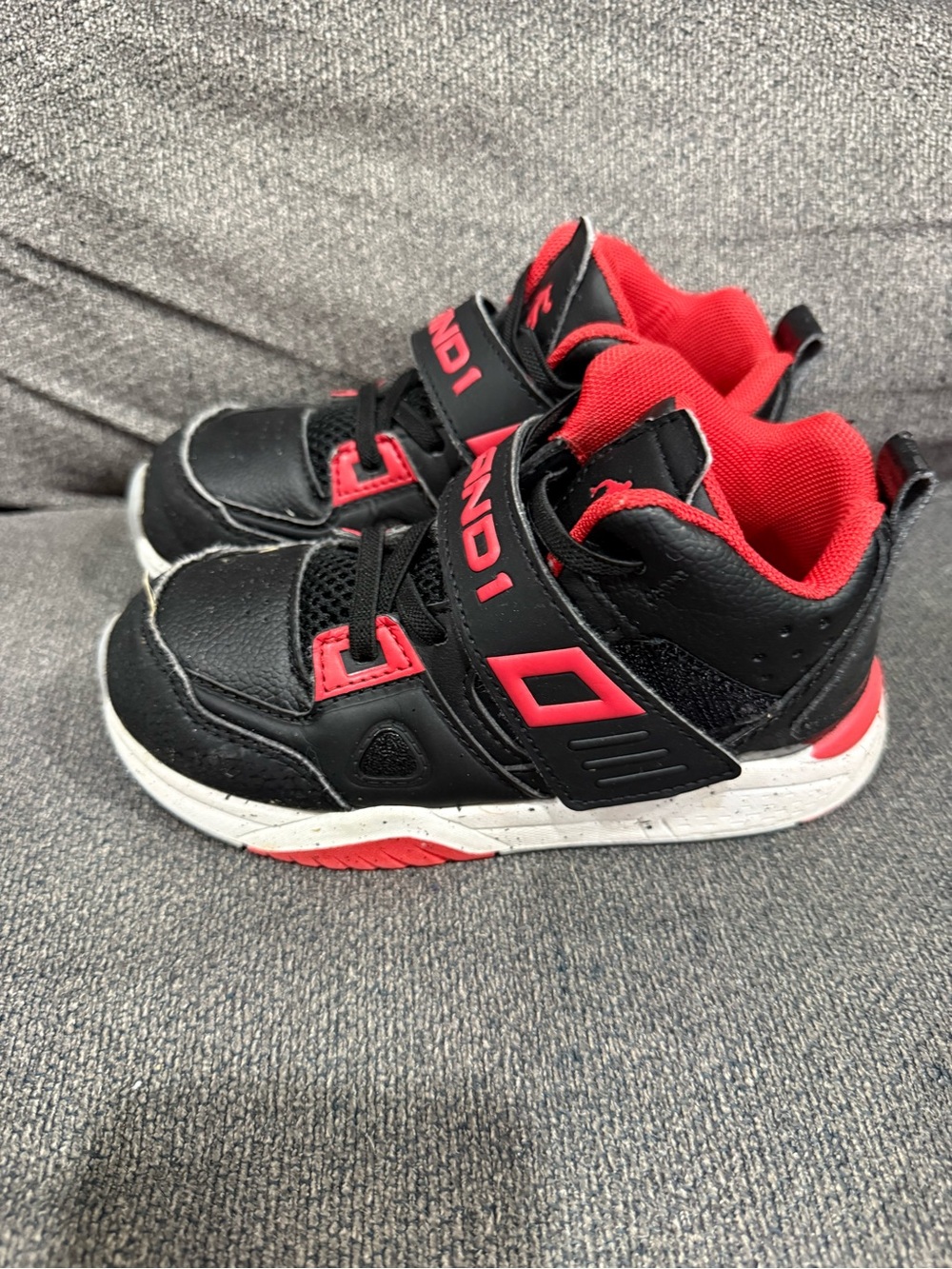 And1 Kids Black and Red High-Top Sneakers with Velcro Strap